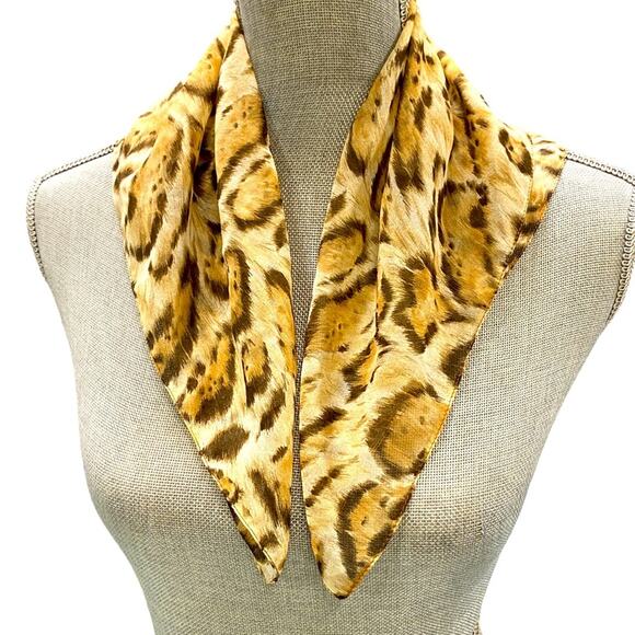 Vintage Animal Print Scarf Womens Leopard Cougar Grandma 80s Mob Wife - Picture 2 of 4